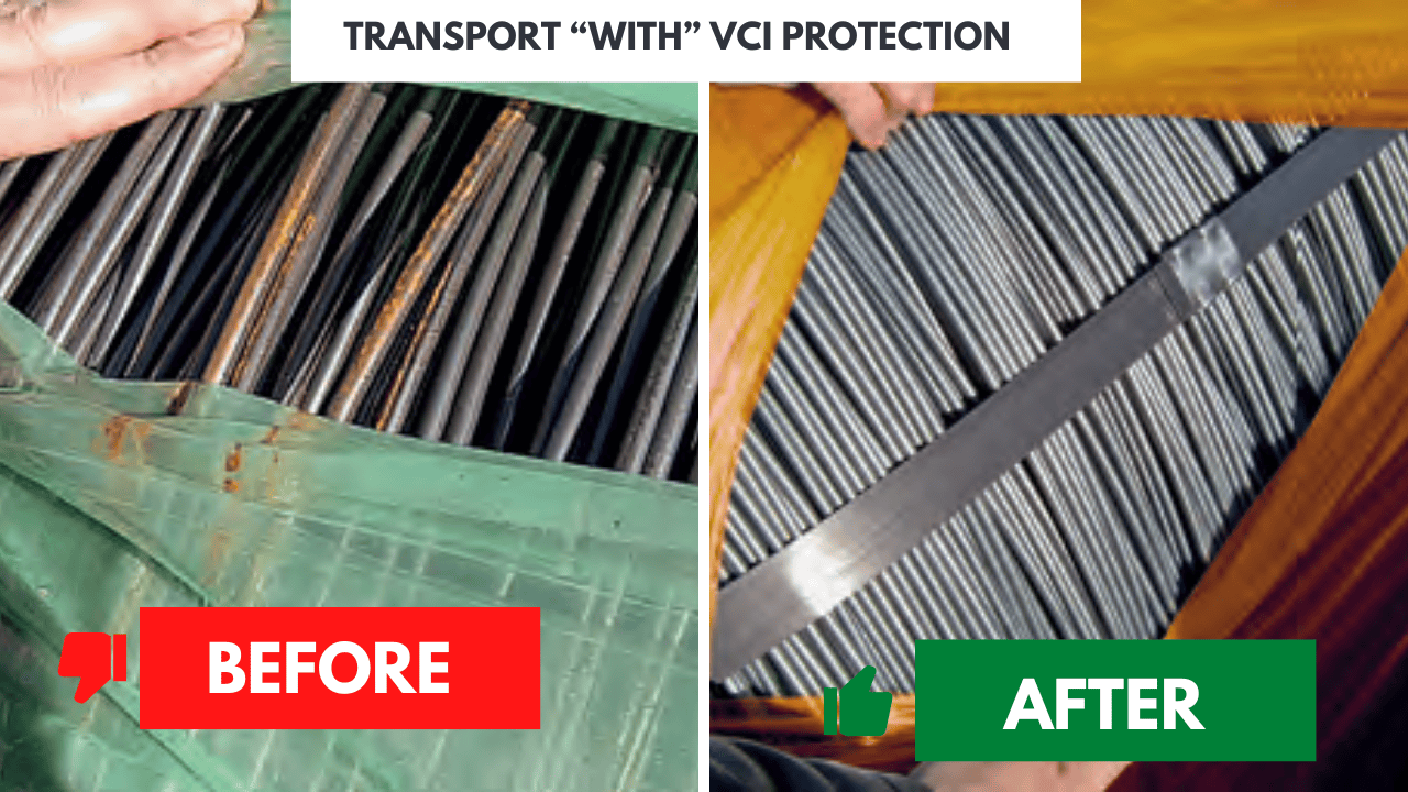 before and after vci packaging of metals